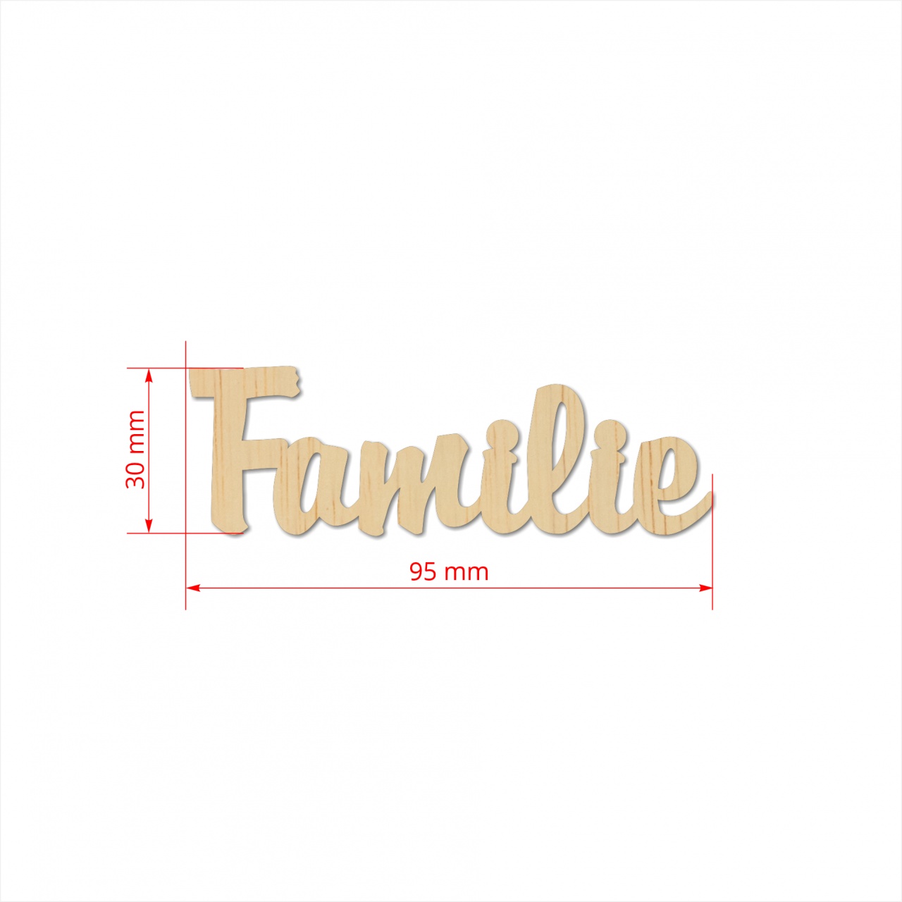 Text Family, 3 cm, decupat din placaj