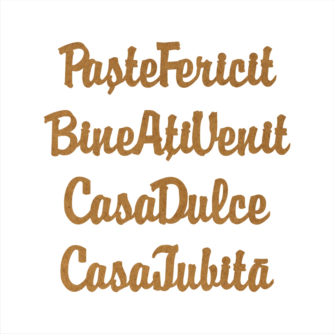 Colier pătrat din lemn brodat, 4×4 cm