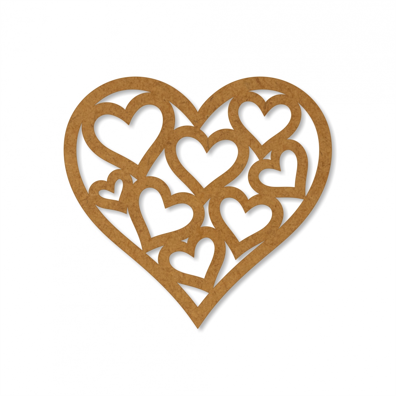 Inimă cu inimioare, 6×5,5 cm, MDF alb