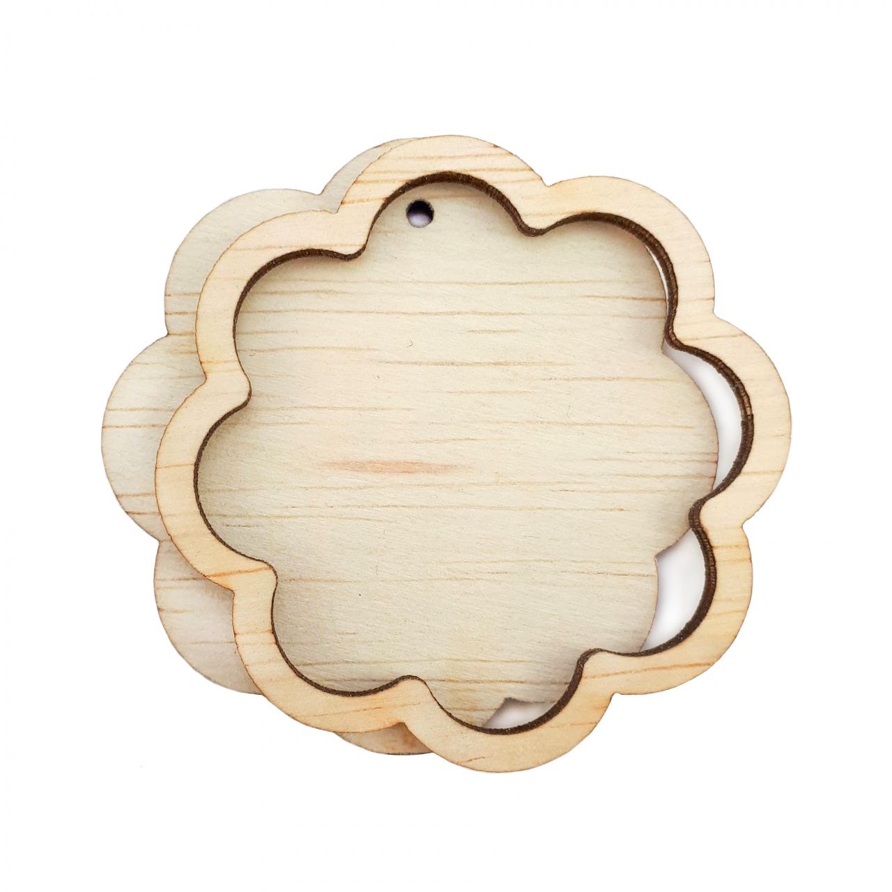 Floare 8 petale, strat dublu, 5 cm, MDF alb