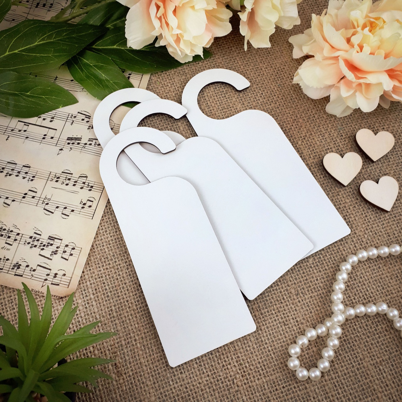Door tag, 6x17 cm, HDF negru