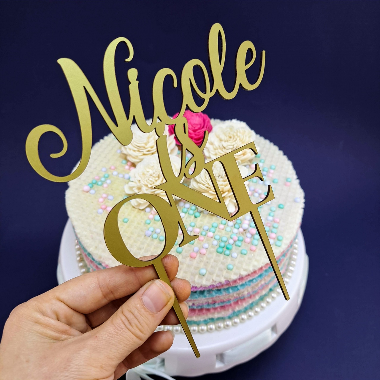 Topper personalizat, 12,5×14 cm, HDF alb