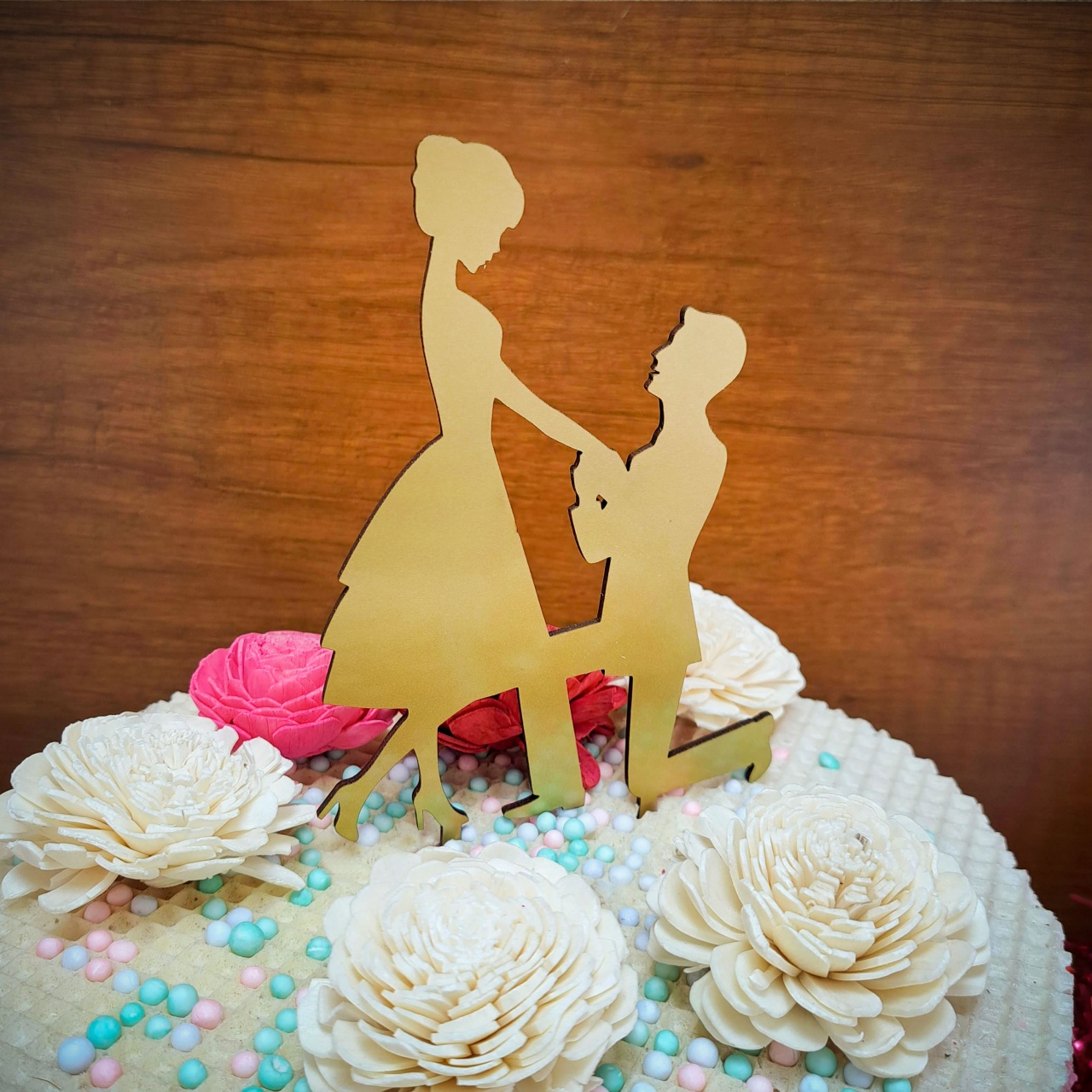 Topper Happy 14th și numele, 13×19 cm, HDF negru