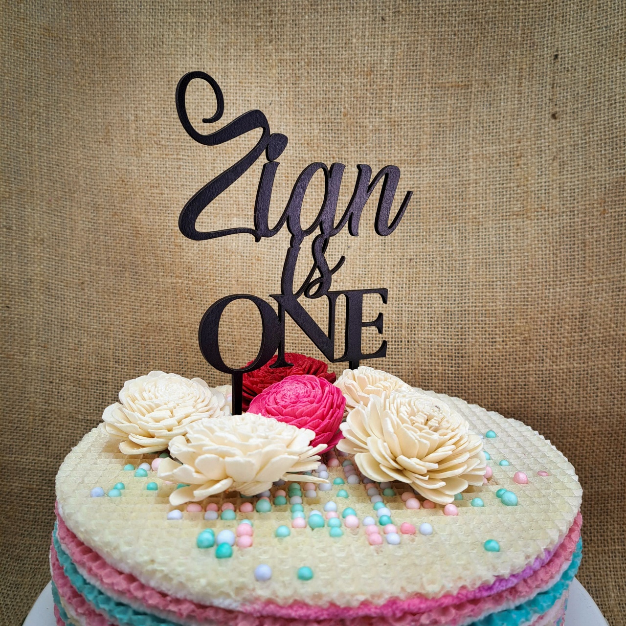 Topper personalizat, 12,5×14 cm, HDF alb