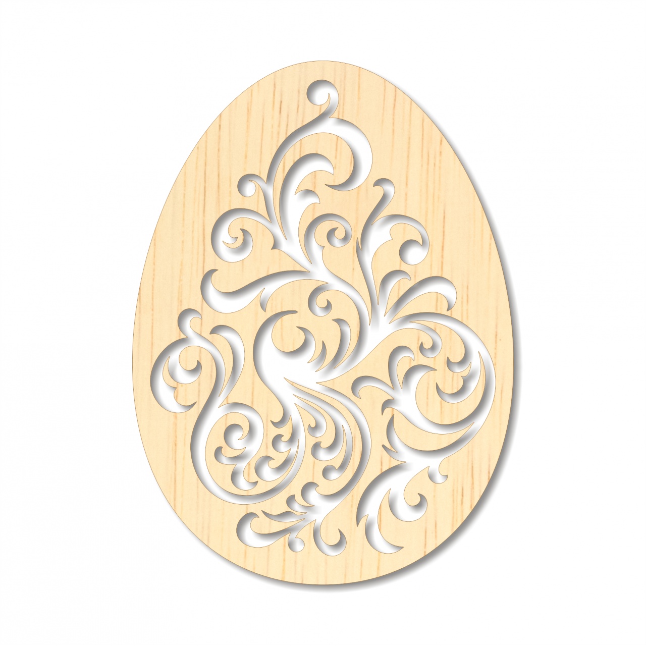 Ornament ou cu elemente florale și bază, 16×22 cm, placaj