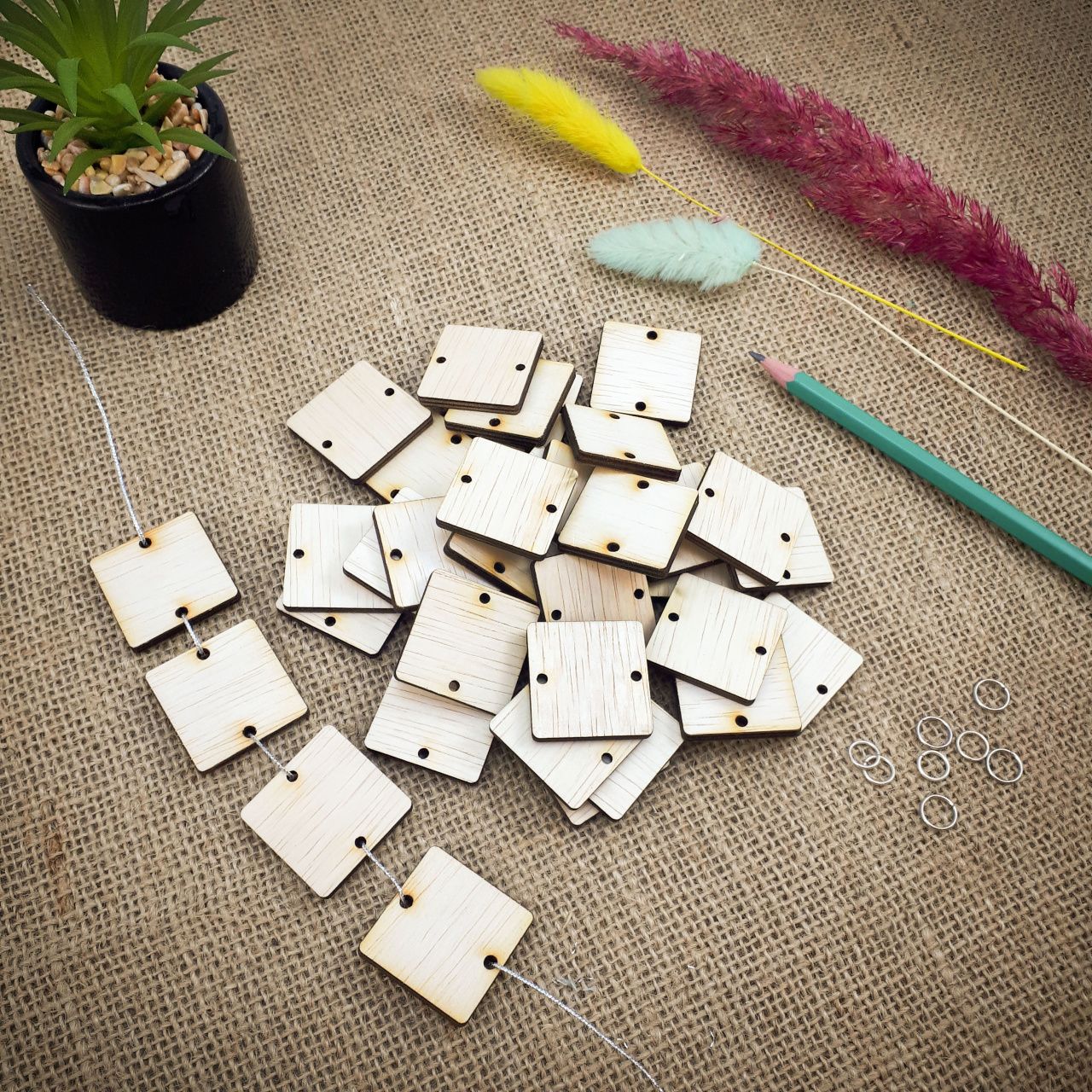 Frunzițe, 36 buc, 3,2 x 3,6 cm, placaj lemn natur