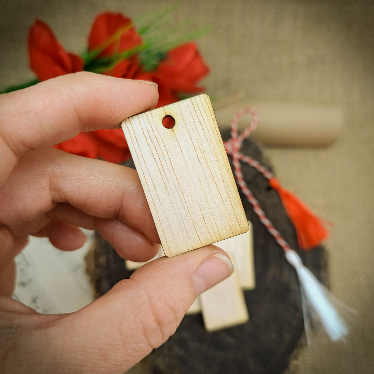 Mărțișor icoană, 2,5×4 cm, placaj lemn natur