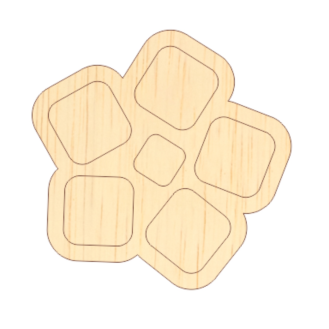 Colier pătrat din lemn brodat, 4×4 cm