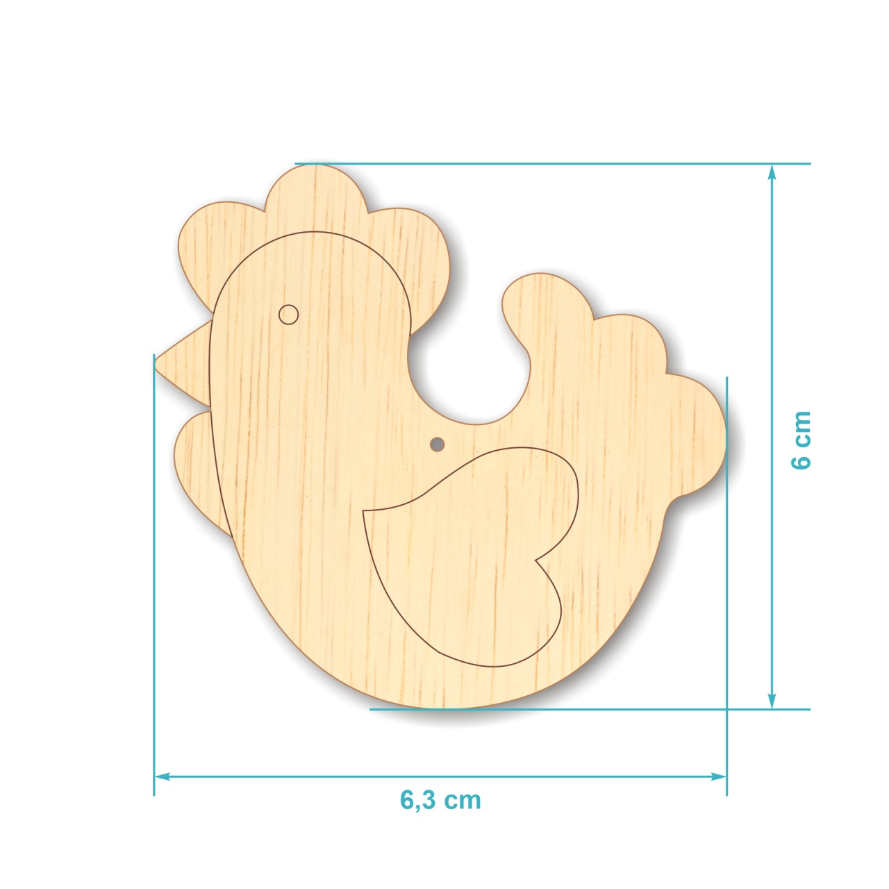 Păun, 5×3,5 cm, placaj lemn