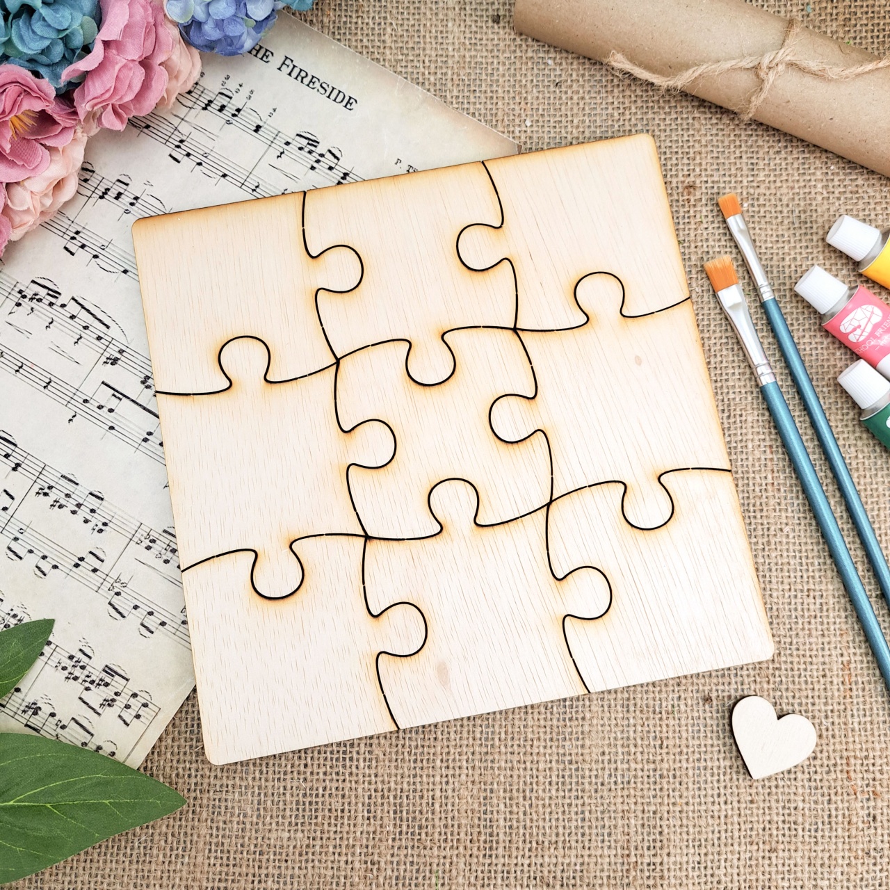 Puzzle pătrat 16 piese, 20×20 cm, placaj
