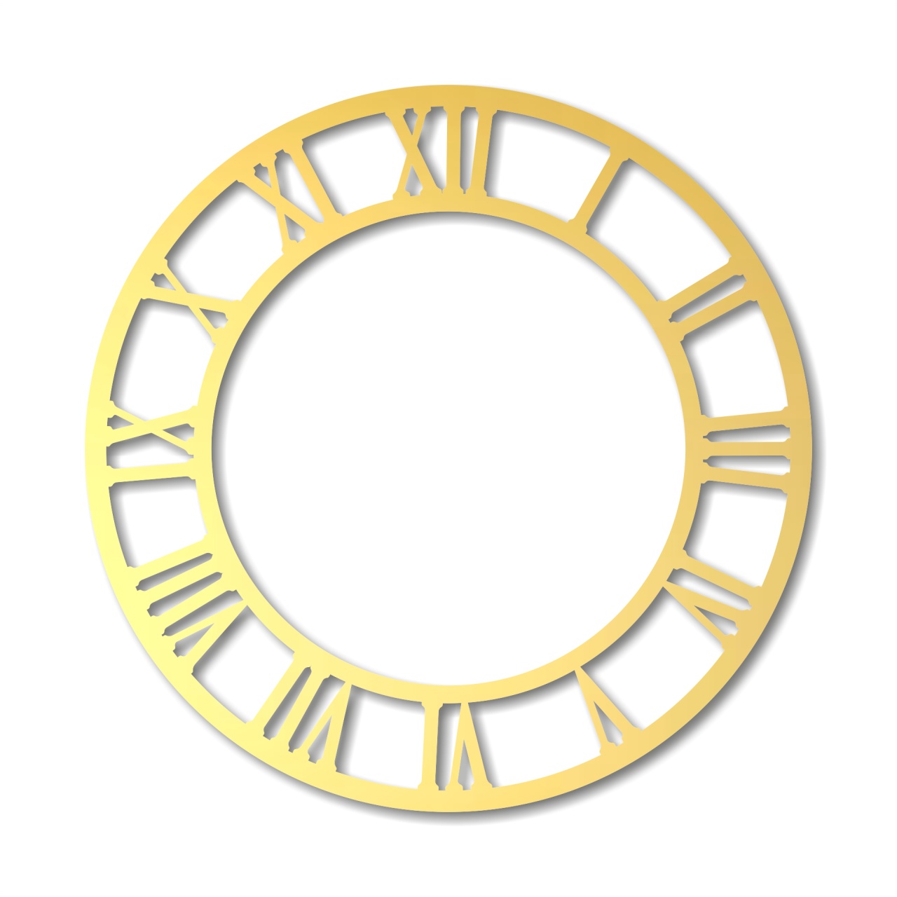 Cadran ceas cu cifre romane, Ø26,5 cm, plexi auriu oglindă