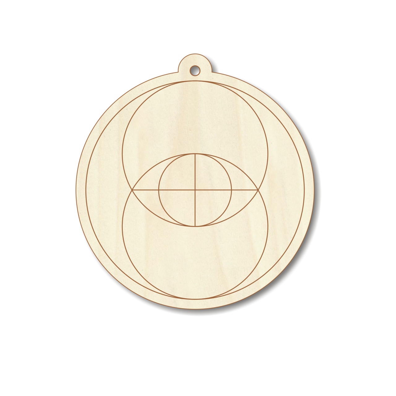 Medalion Vesica Piscis complex, Ø6 cm, placaj lemn