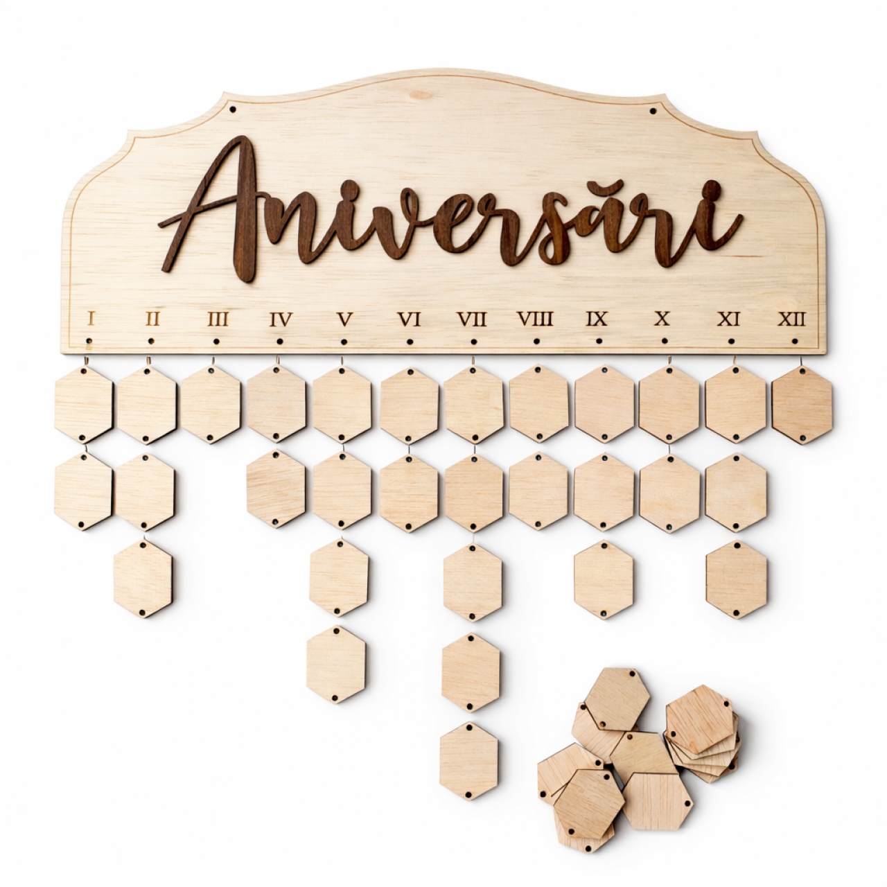 Bază calendar vintage, 43 x 17,5 cm, placaj lemn HDF natur