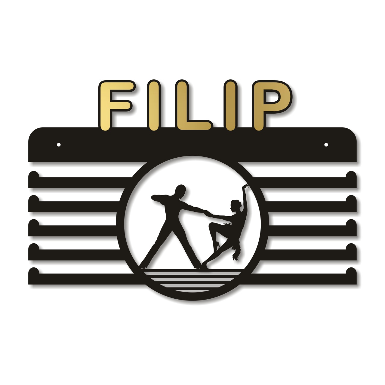 Suport medalii personalizat cu un prenume, Judo, 50×26 cm, lemn