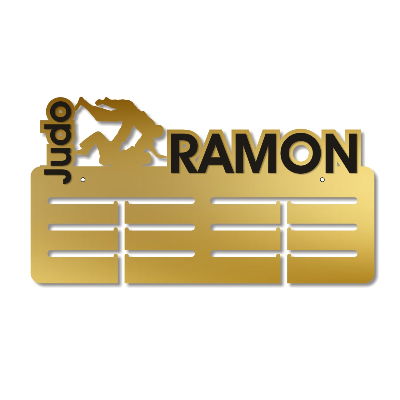 Suport medalii personalizat cu un prenume, acrobatică, 50×28 cm, lemn