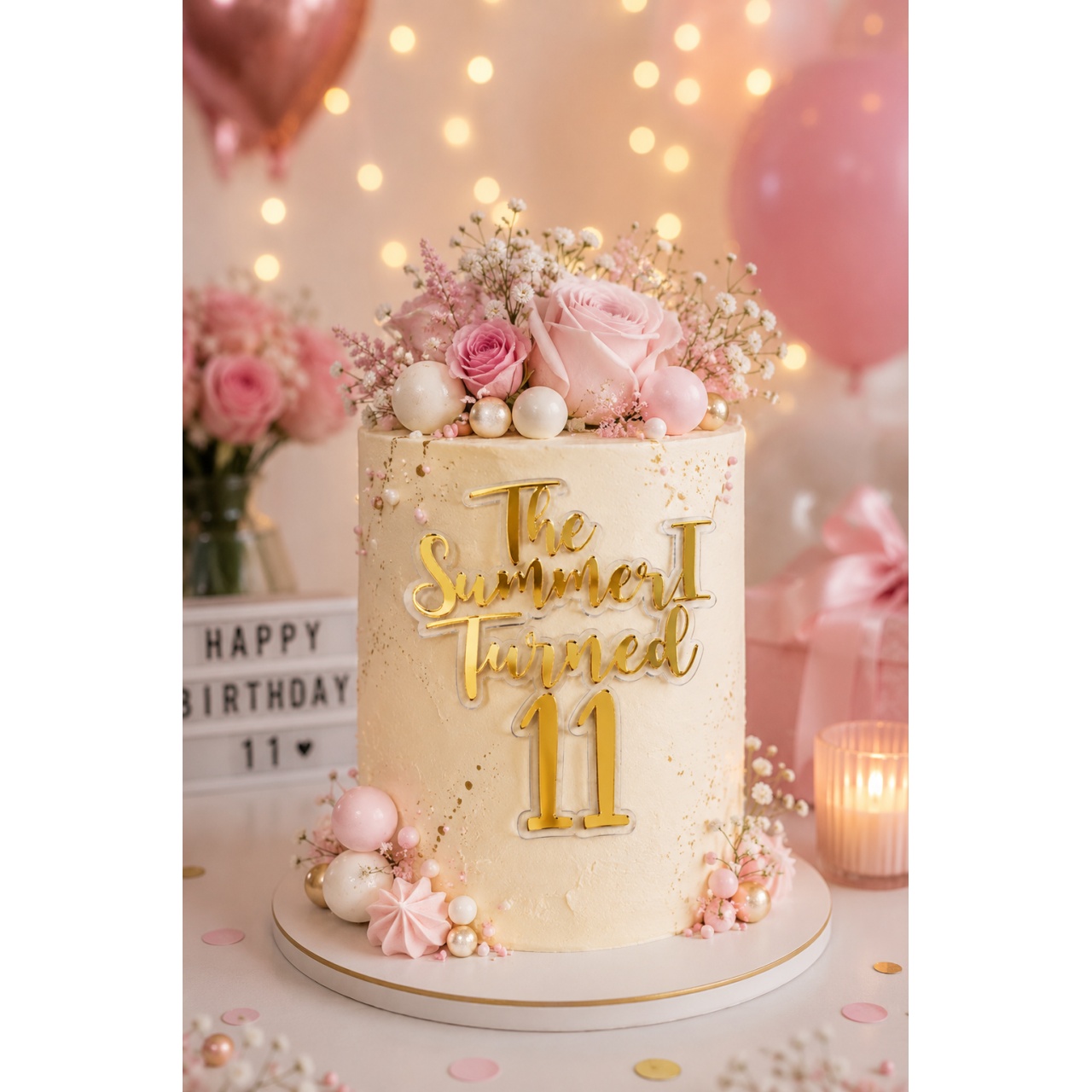 Topper tort cu inițiale, 13×10 cm, plexi argintiu oglindă