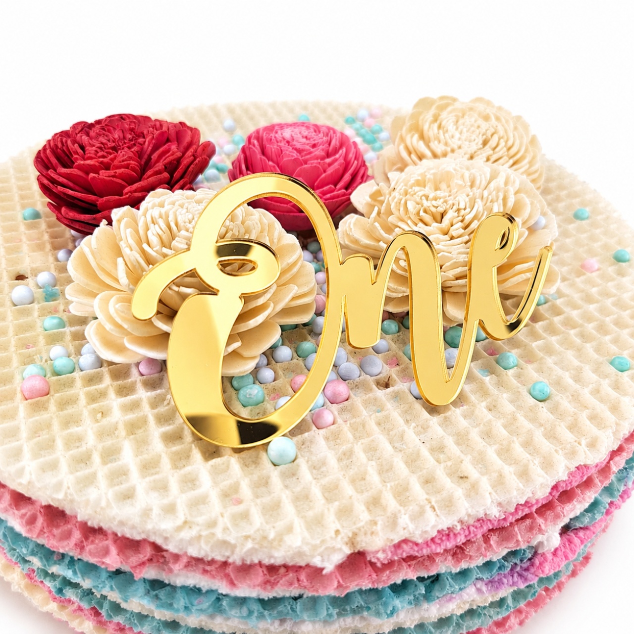 Topper Happy Birthday 13,5×20 cm, HDF alb