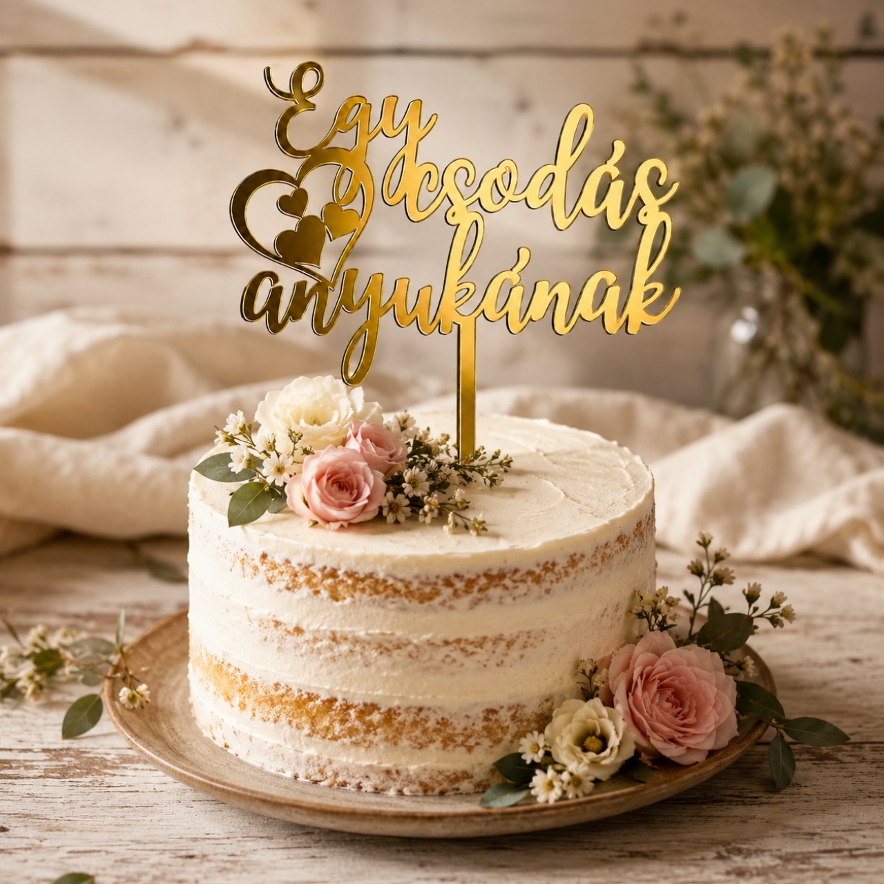 Topper "Egy csodás anyukának", placaj lemn natur