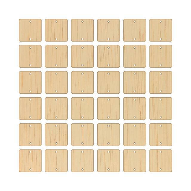 Pătrățele cu sau fără găuri, 36 buc, 3 x 3 cm, placaj lemn natur