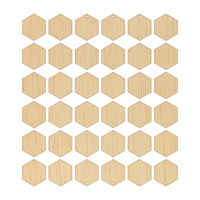 Hexagon, 3x3,5 cm, 36 buc., placaj lemn natur