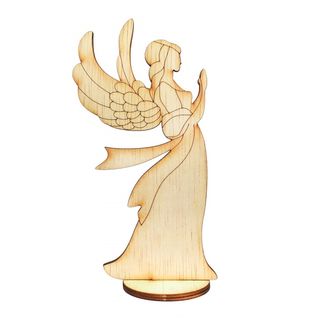 Înger Auria cu postament, 15 cm, placaj