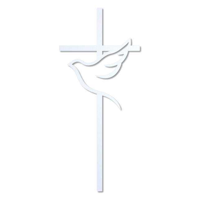 Topper porumbel și cruce, 11×25 cm, HDF alb
