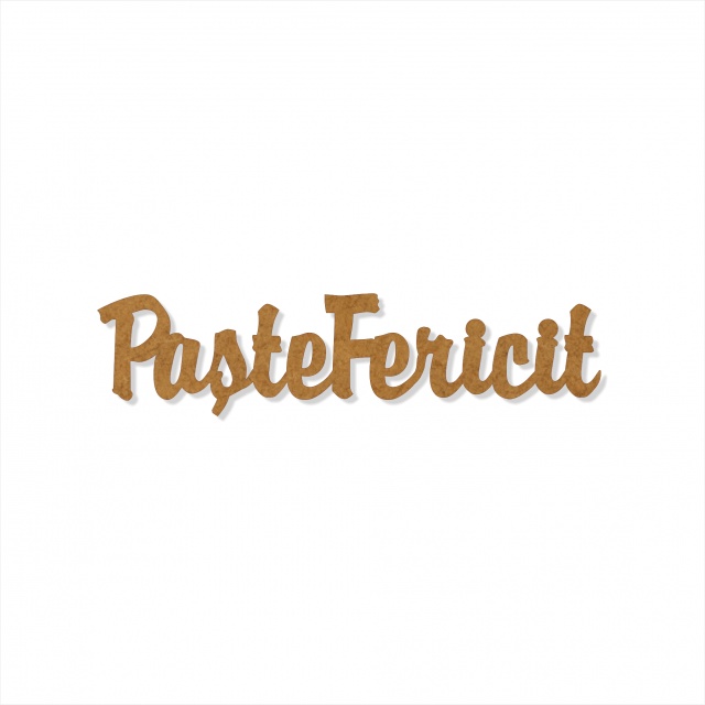 Text Paște Fericit decupat, 3 cm, MDF