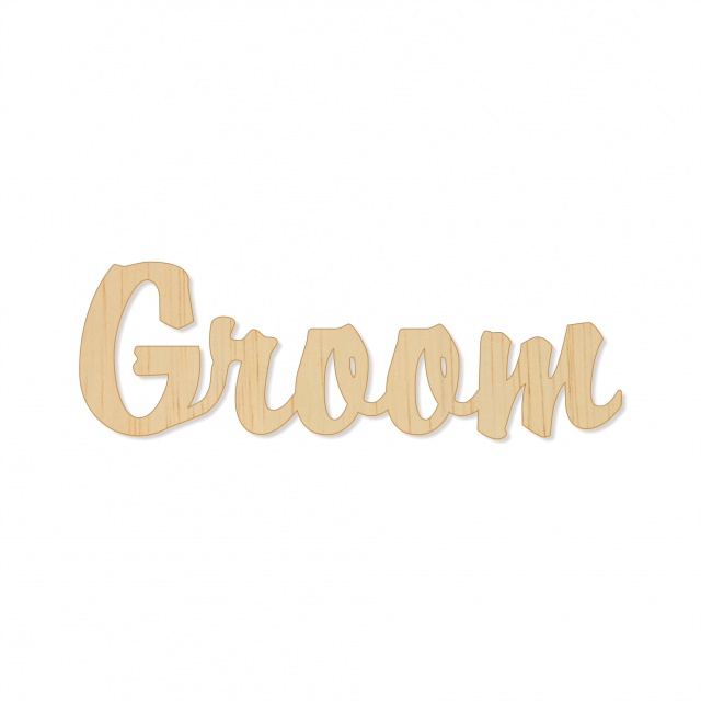 Text Groom, 3 cm, decupat din placaj