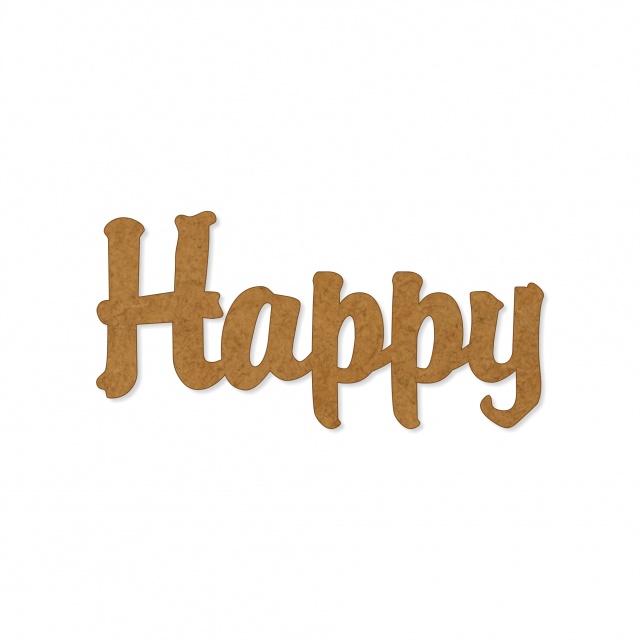 Text Happy, 3 cm, decupat din HDF