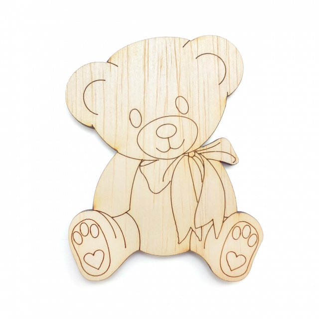 Ursuleț Teddy, 6,5×8 cm, placaj lemn