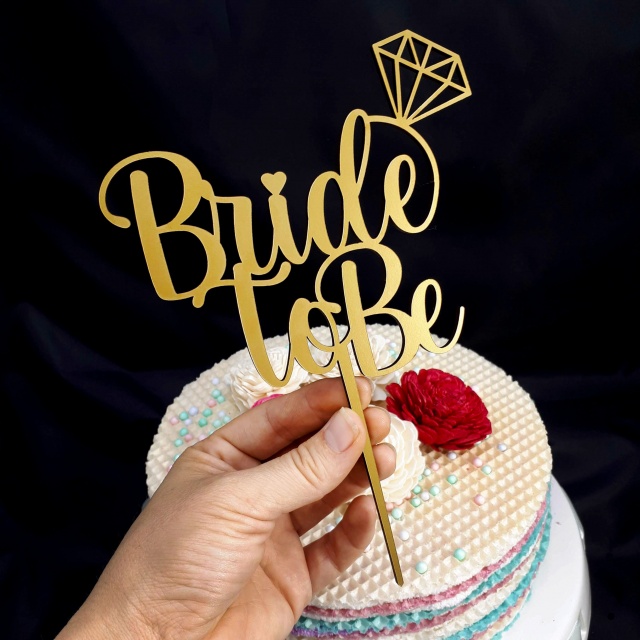 Topper Bride to Be, 14x20 cm, HDF auriu