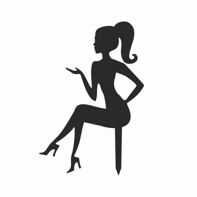 Topper siluetă feminină cu sau fără cifre, HDF negru