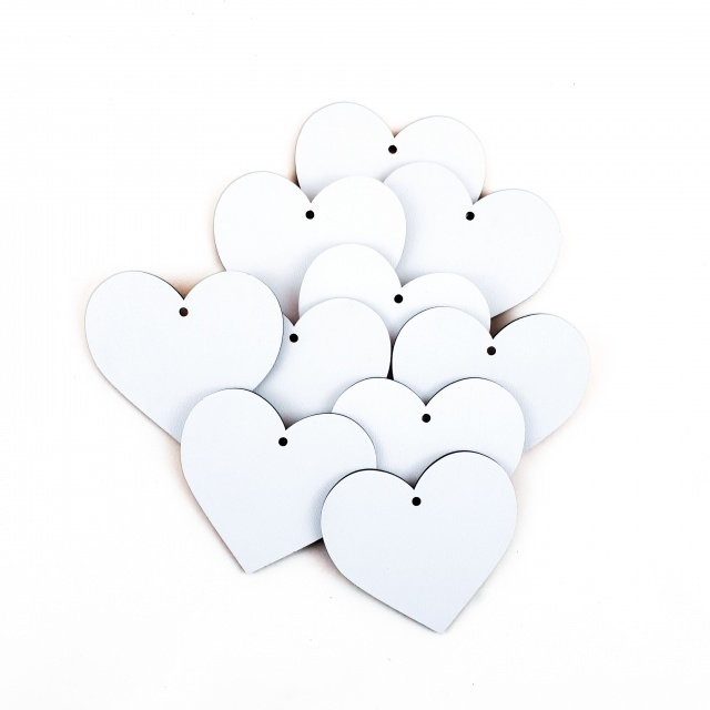 Inimă, 3.7×3.5 cm, MDF alb, 15 buc