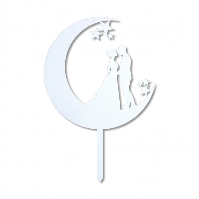 Topper miri cu lună și stele, 13,5×20 cm, HDF negru