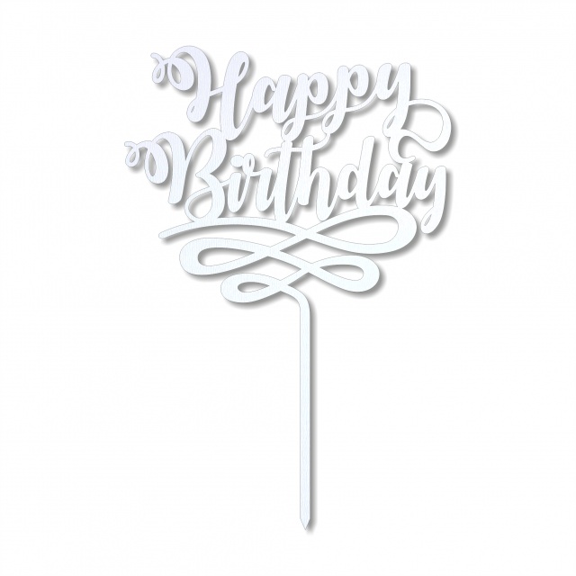 Topper Happy Birthday 13,5×20 cm, HDF alb