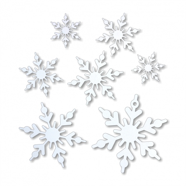 Set 7 fulgi de zăpadă, 3-7 cm, HDF alb