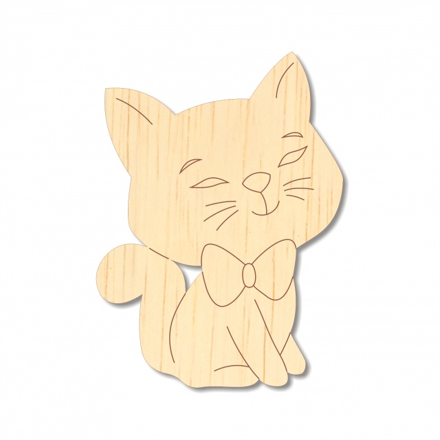 Pisica Kitty, 3×4 cm, placaj lemn