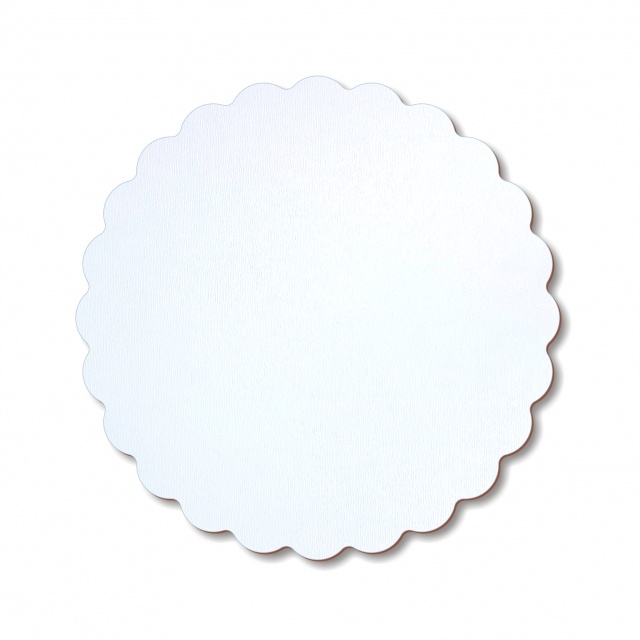 Platou rotund cu margine ondulată, Ø20 cm, HDF alb pe o parte :: 20 cm