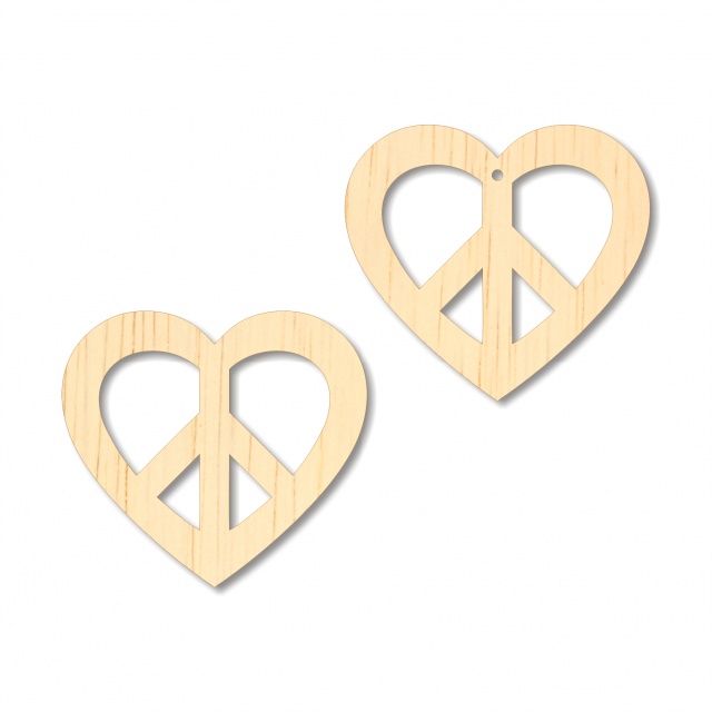 Simbol iubire și pace, 4,4×4 cm, placaj