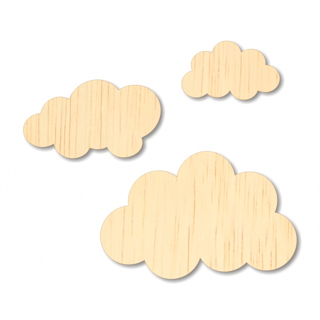 Set 3 norișori, 5, 7, 10 cm, placaj lemn natur