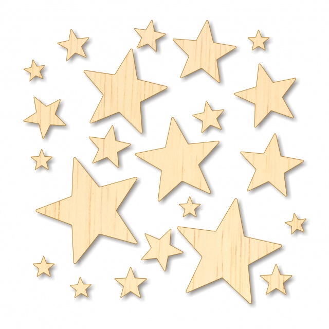 Set 22 steluțe Ø1-5 cm, placaj