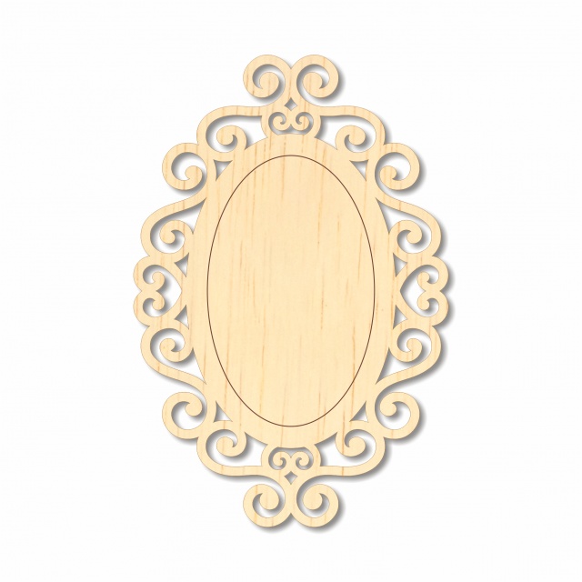 Bază decorativă cu oval interior trasat, 7×10 cm, placaj