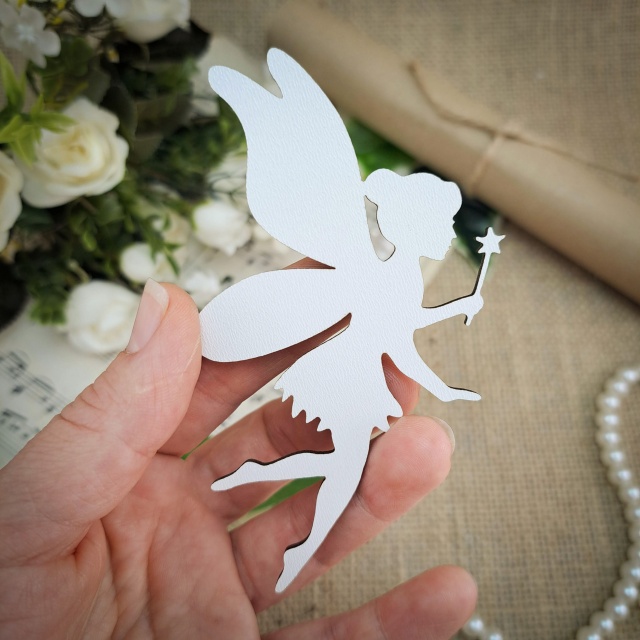 Zână cu baghetă magică, 7,5×10 cm, placaj HDF alb :: 10 cm