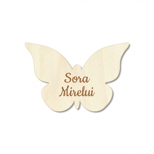 Fluture cocardă gravată, 4,3×2,8 cm, placaj