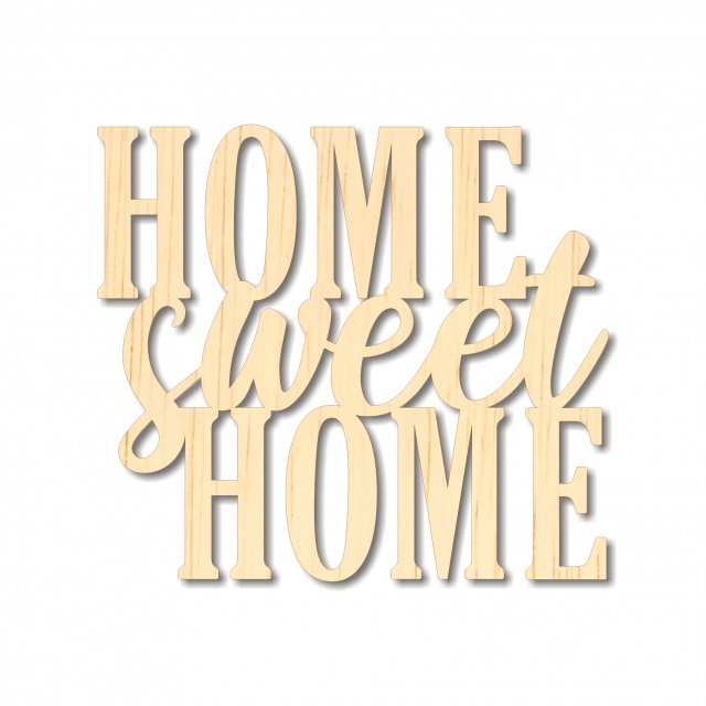 Decor HOME Sweet HOME, 19×17 cm, placaj lemn