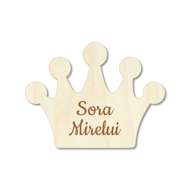 Coroană cocardă gravată, 4×3 cm, placaj