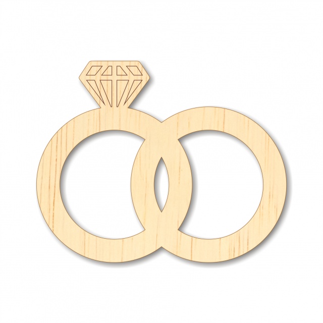 Verighete cu diamant, 4×3,2 cm, placaj lemn :: 4×3,2 cm