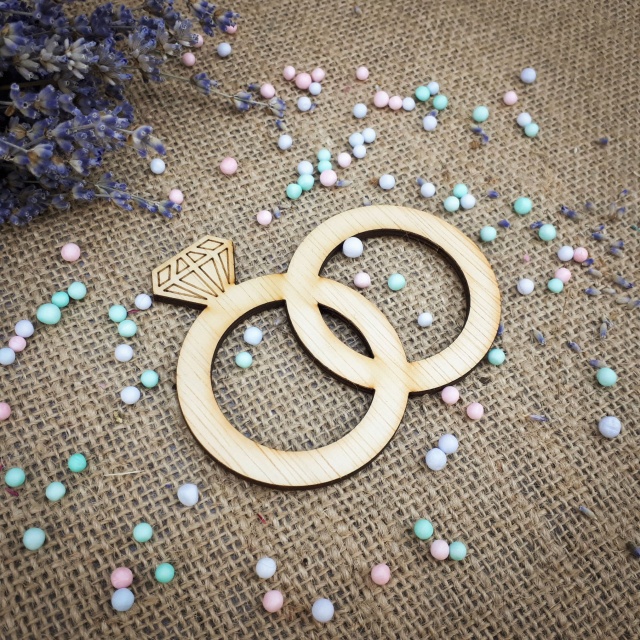 Verighete cu diamant, 10×8 cm, placaj lemn :: 10×8 cm