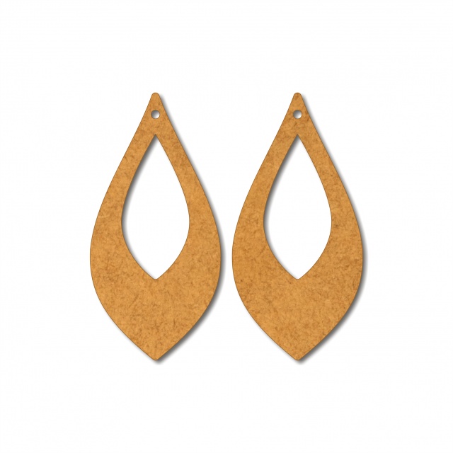 Bază cercei frunză decupată, 2×4 cm, HDF natur