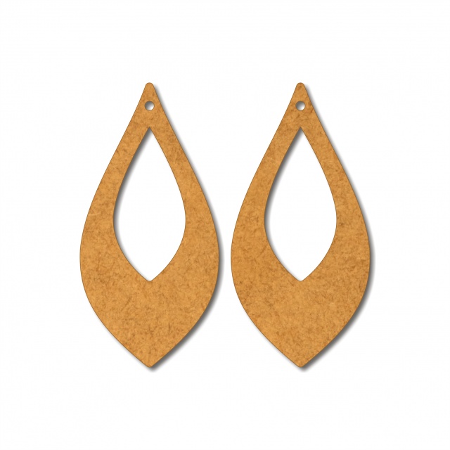 Bază cercei frunză decupată, 2,5×5 cm, HDF natur :: 2,5×5 cm